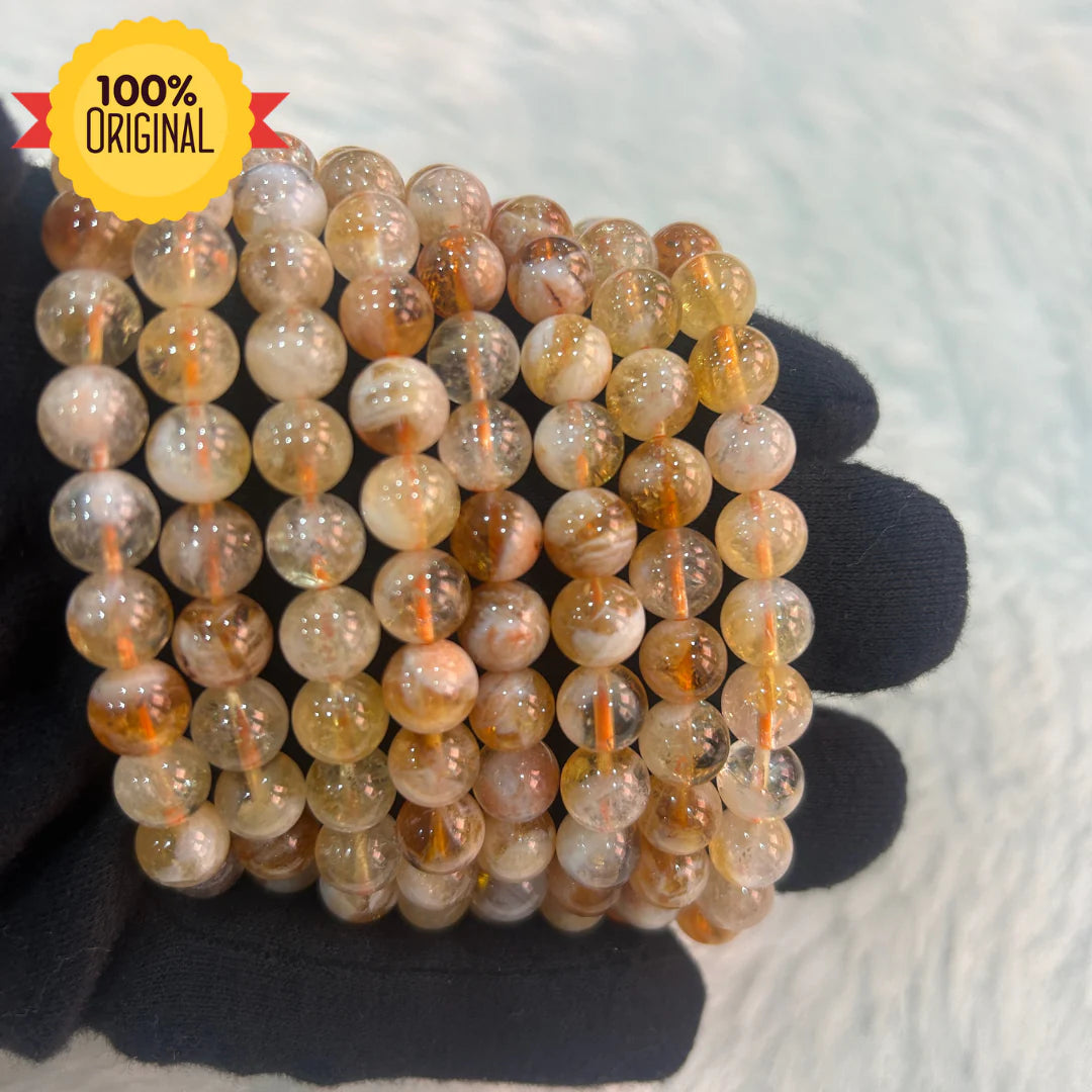 Crystal Bracelet - Citrine - 8mm Round Bead