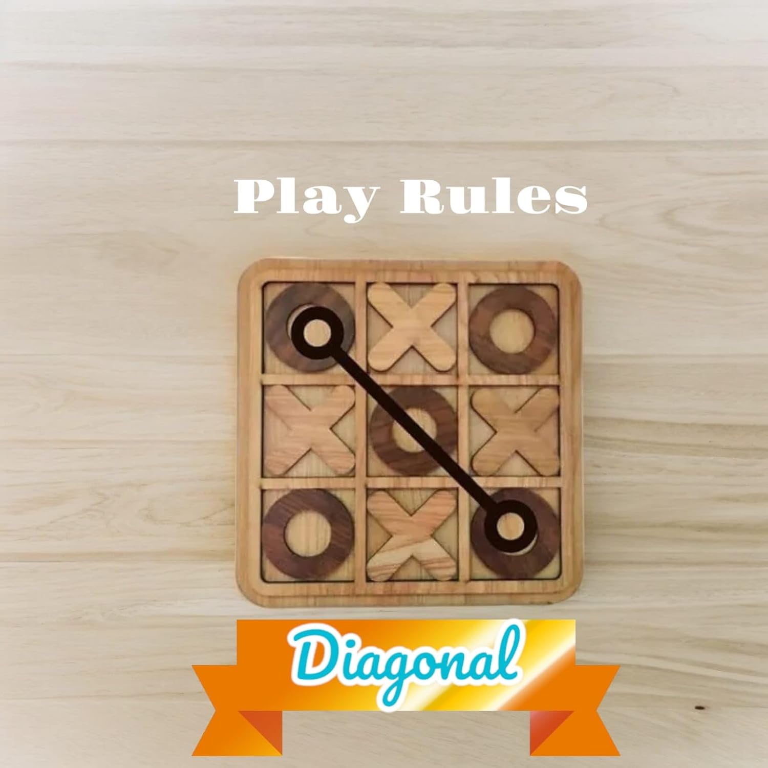 Handcrafted Wooden Tic Tac Toe Game Set for Cognitive Growth Interactive Brain Game for Kids and Adults