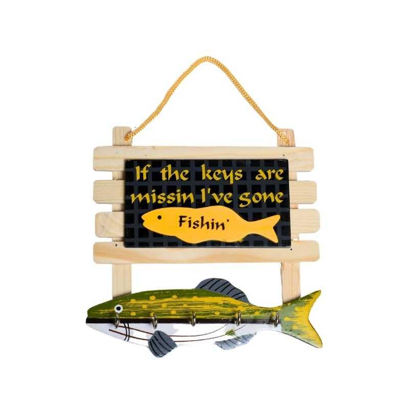 Wooden Key Chain Holder Stand and Wall Decor Keep Keys Handy in Style for Any Location Home & Office Where Function Meets Design (Fish Design)