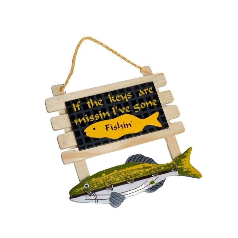 Wooden Key Chain Holder Stand and Wall Decor Keep Keys Handy in Style for Any Location Home & Office Where Function Meets Design (Fish Design)