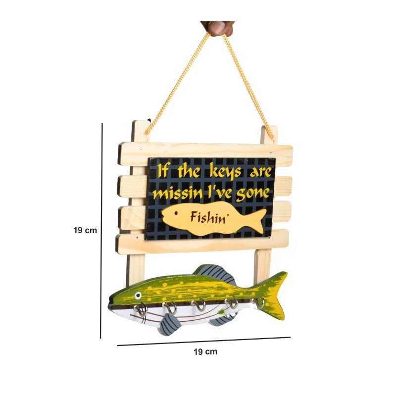 Wooden Key Chain Holder Stand and Wall Decor Keep Keys Handy in Style for Any Location Home & Office Where Function Meets Design (Fish Design)