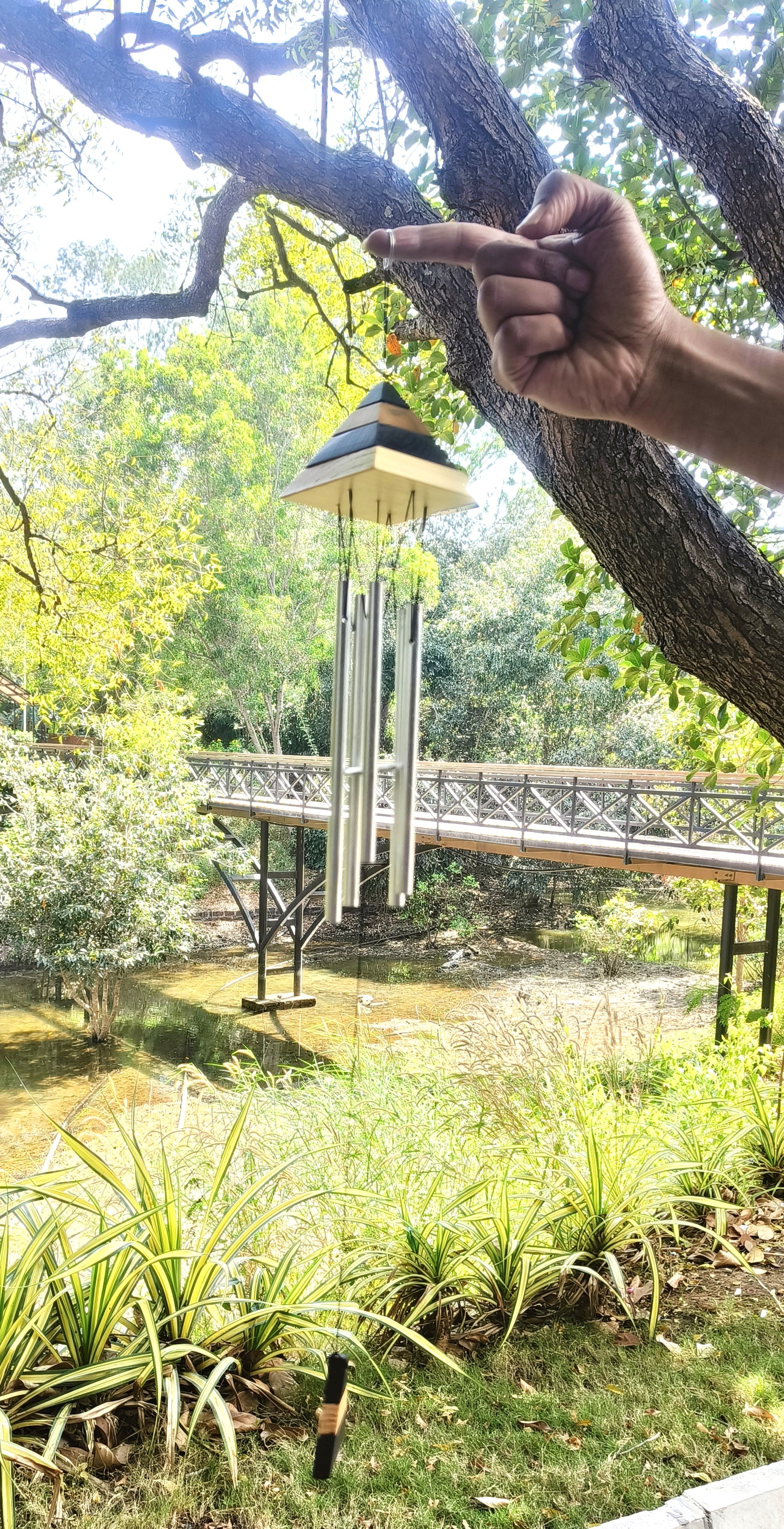 Vaastu Pyramid Wind Chime | Silver color Metal Wind Chimes for Positive Energy, Peace,