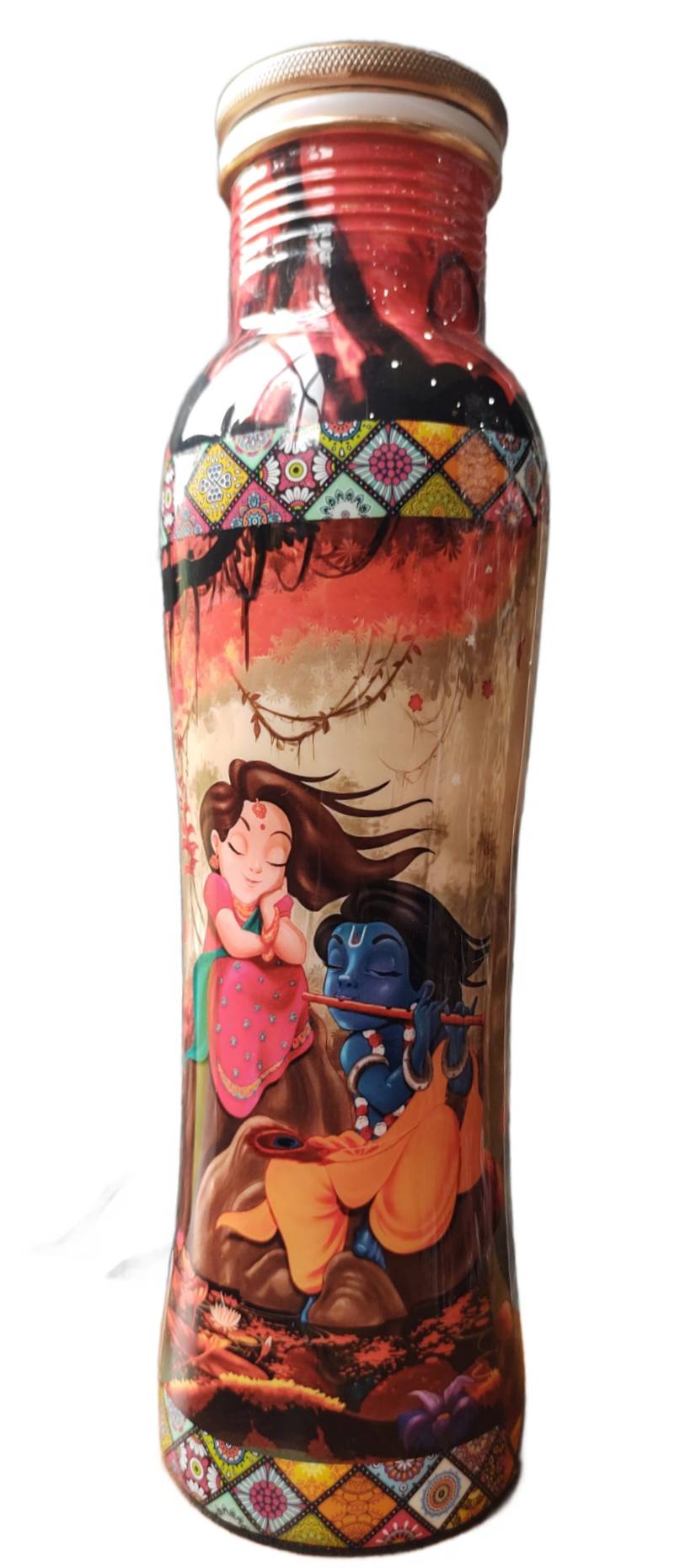 Copper Bottle - With Radha Krishna Print