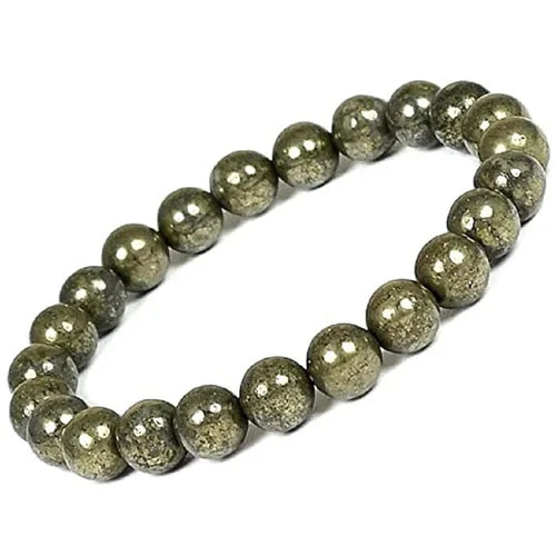 Pyrite Beads Bracelet with Certificate – Authentic Natural Stone Jewelry for Prosperity, Protection, and Confidence