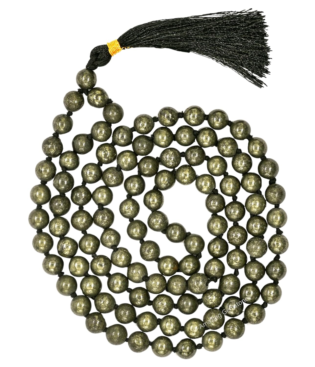 Japa Mala | Pyrite with Certificate | 108 Beads | 8MM Round Beads