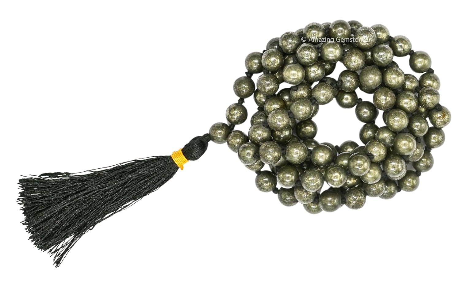 Japa Mala | Pyrite with Certificate | 108 Beads | 8MM Round Beads