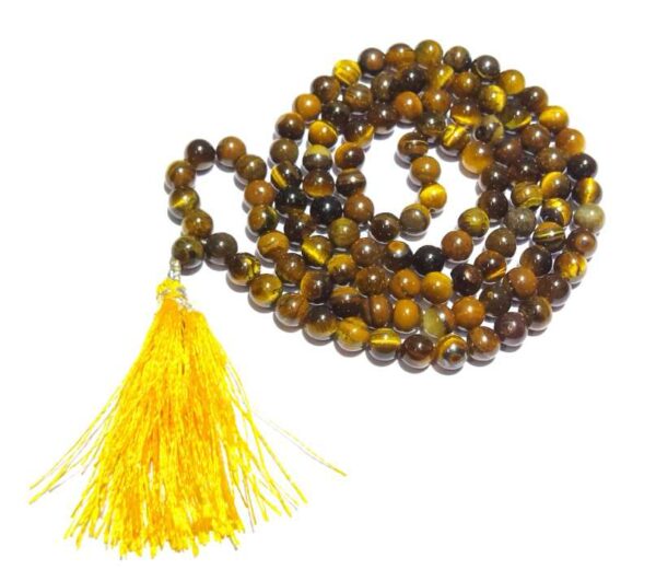 Japa Mala | Tiger Eye with Certificate | 108 Beads | 8MM Round Beads