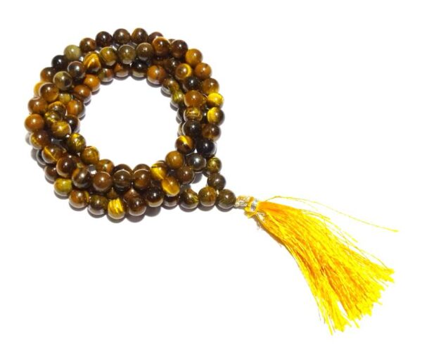 Japa Mala | Tiger Eye with Certificate | 108 Beads | 8MM Round Beads