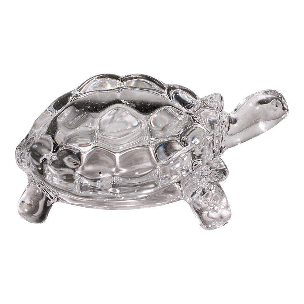 Vaastu and Glass Tortoise with Plate for Good Luck Tortoise Turtle Best Gift for Career & Luck Wealth Sign Statue Showpiece | Transparent