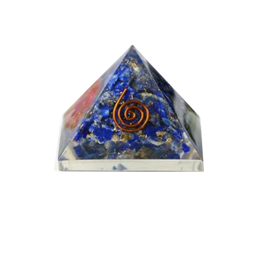 Blue Lapis Lazuli Orgone Energy Pyramid - Healing Crystal, EMF Protection, Spiritual Growth, Meditation & Chakra Balancing