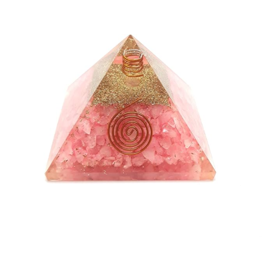 Rose Quartz Orgone Energy Pyramid - Healing Crystal, Love & Compassion, Meditation & Chakra Balancing