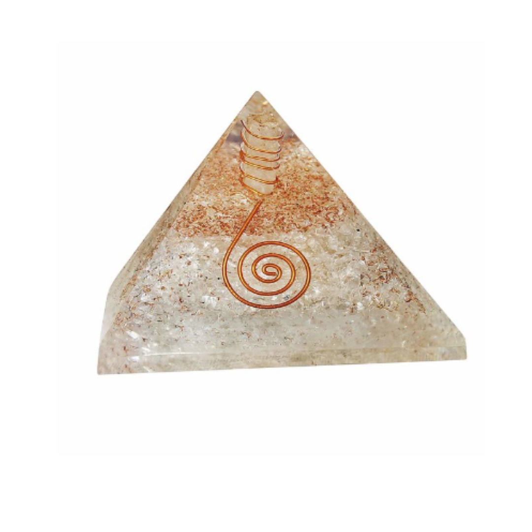 Clear Quartz Orgone Energy Pyramid - Healing Crystal, EMF Protection, Meditation & Chakra Balancing, Spiritual Growth