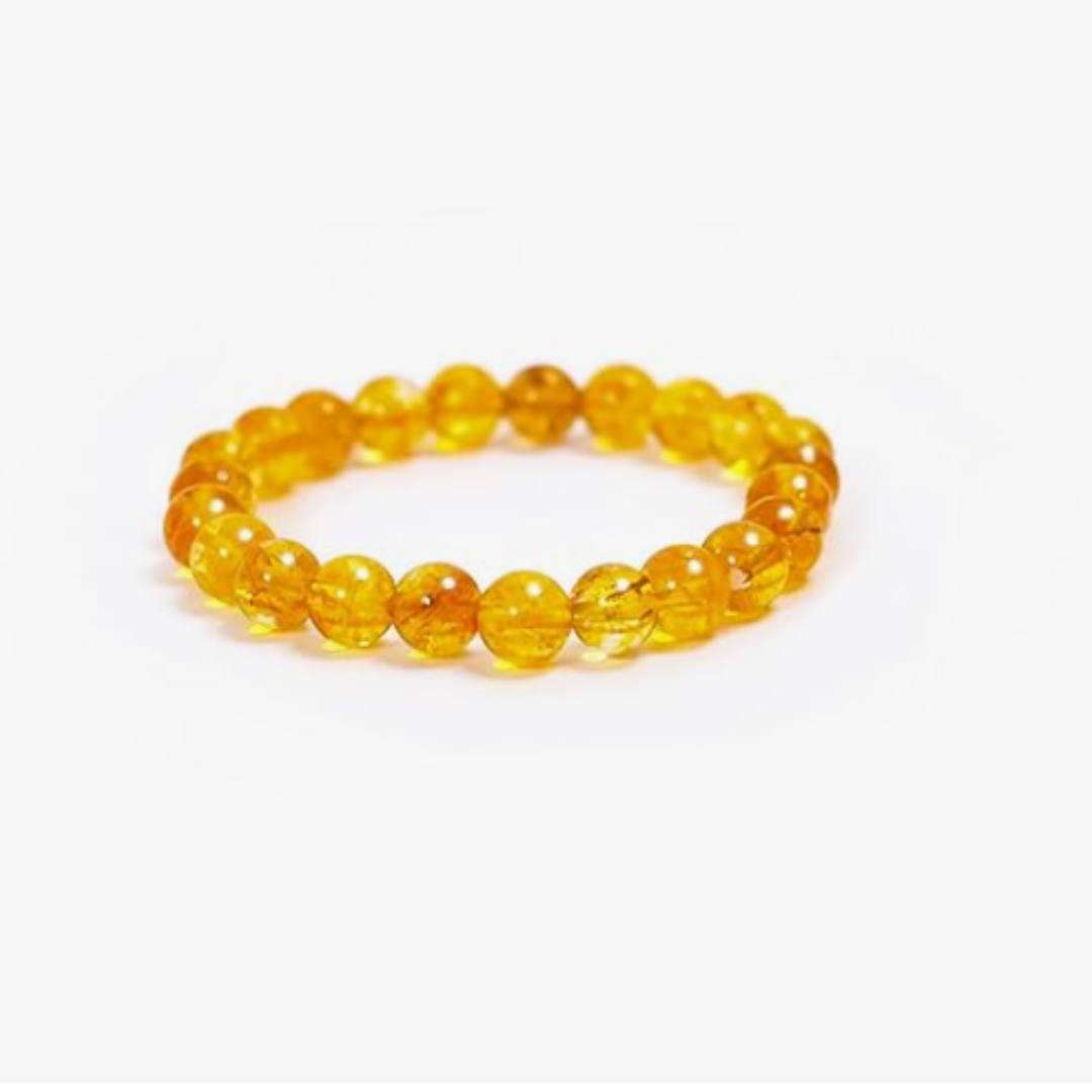 Crystal Bracelet - Citrine - 8mm Round Bead