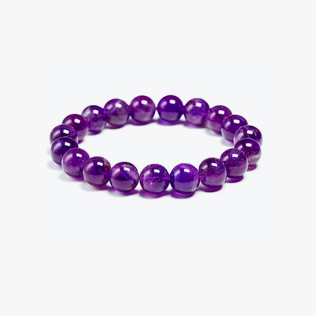 Crystal Bracelet - Amethyst 8mm Round Bead