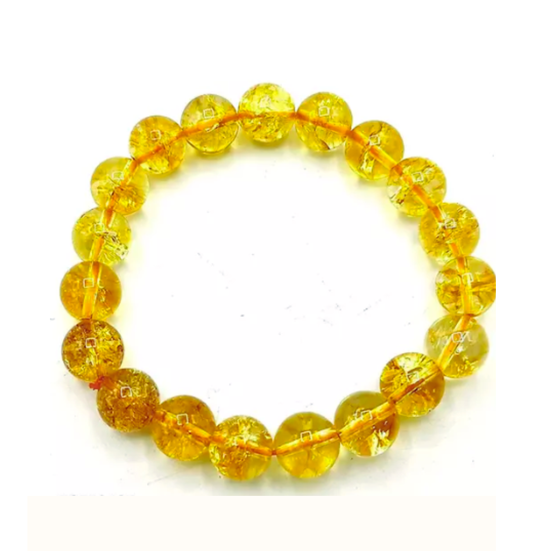 Crystal Bracelet - Citrine - 8mm Round Bead