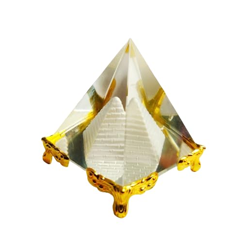 Vastu Feng Shui Crystal Pyramid - for Positive Energy & Vastu Correction for Good Luck Health Wealth Prosperity and Happiness Decoration Showpiece