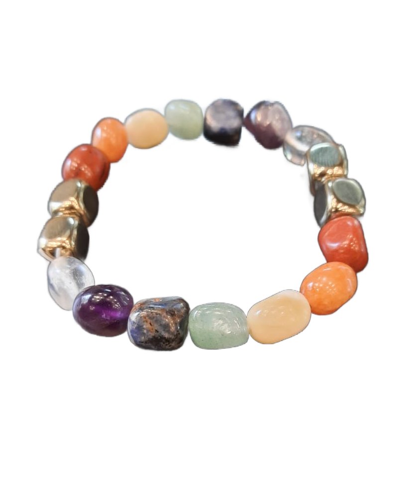 7 Chakra Tumbled Bracelet with Certificate | Authentic Natural Stone Jewelry for Energy Healing and Balance