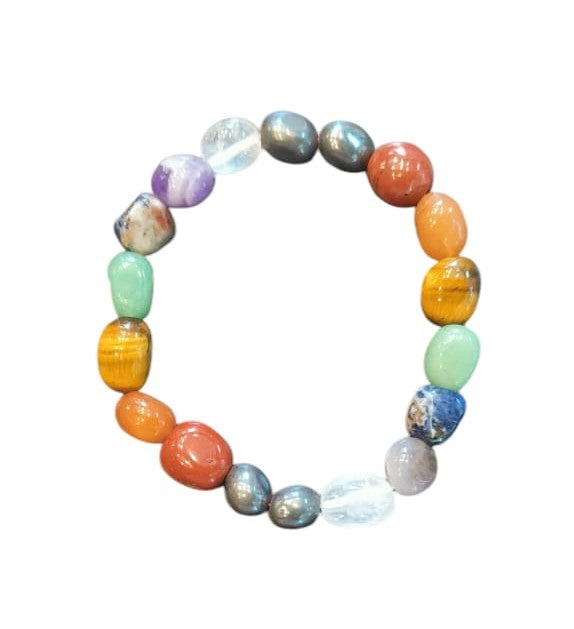 7 Chakra Tumbled Bracelet with Certificate | Authentic Natural Stone Jewelry for Energy Healing and Balance