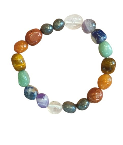 7 Chakra Tumbled Bracelet with Certificate | Authentic Natural Stone Jewelry for Energy Healing and Balance