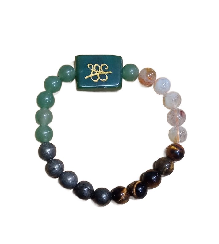 Green Jade Zibu Symbol Money magnet Bracelet, 8 mm Abundance Bracelet With Zibu Coin.