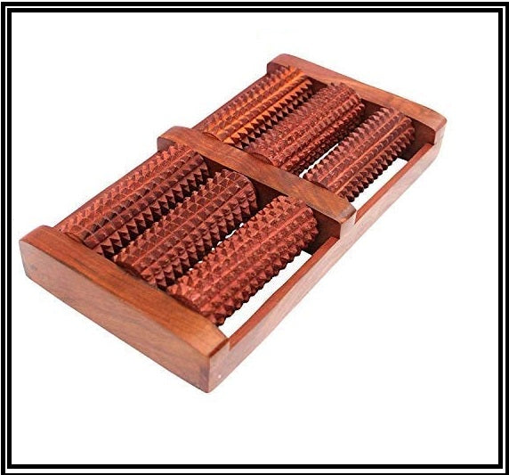 Wooden Foot Roller Massager – Acupressure Reflexology Pain Relief Tool for Stress & Blood Circulation