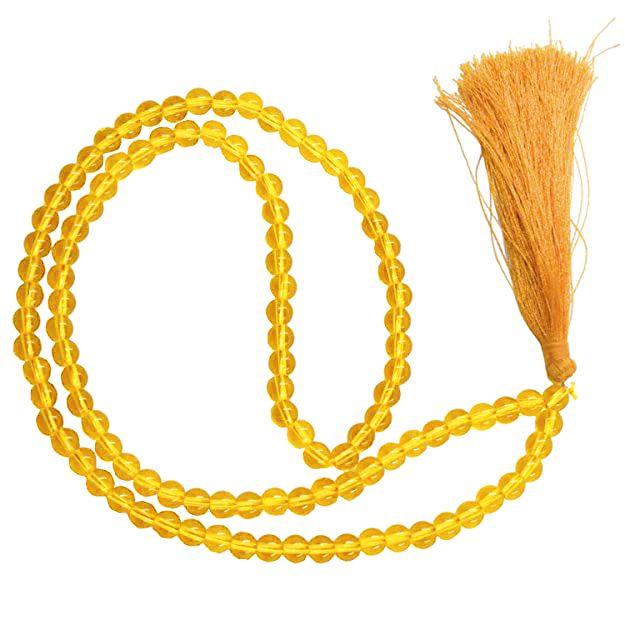 Japa Mala | Yellow Citrine with Certificate | 108 Beads | 8MM Round Beads