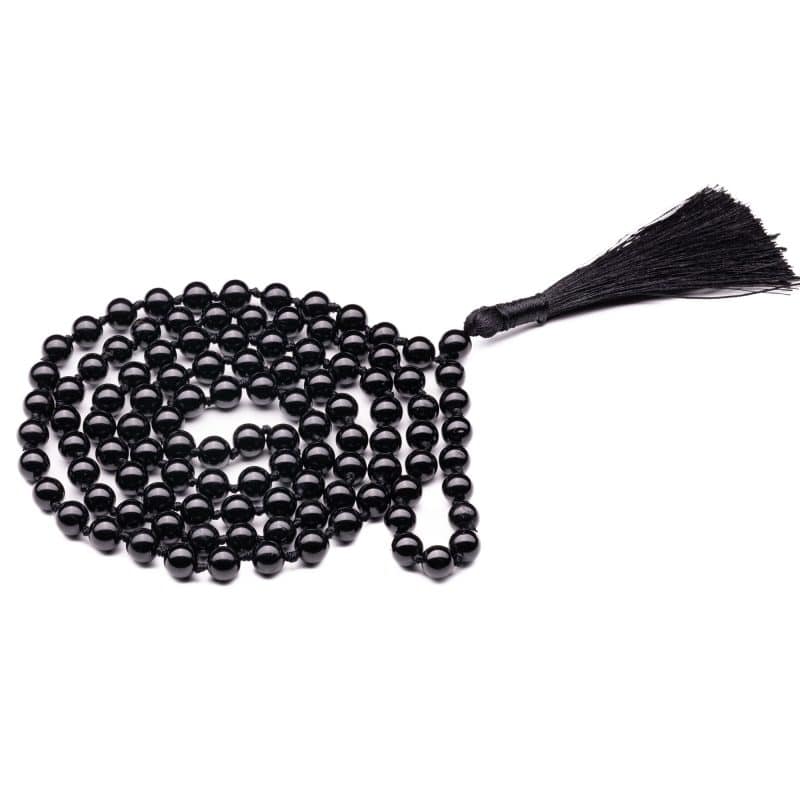 Japa Mala | Black Tourmaline with Certificate | 108 Beads | 8MM Round Beads