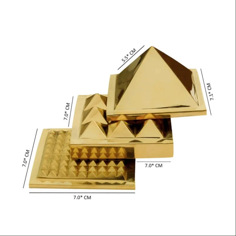 Vastu brass Pyramid 1-inch Multi Layer | Pack of 2