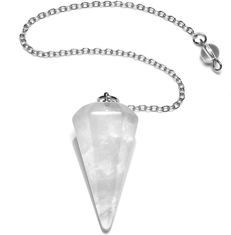 Crystal Clear Quartz Cone Shaped Pendulum | Healing & Dowsing