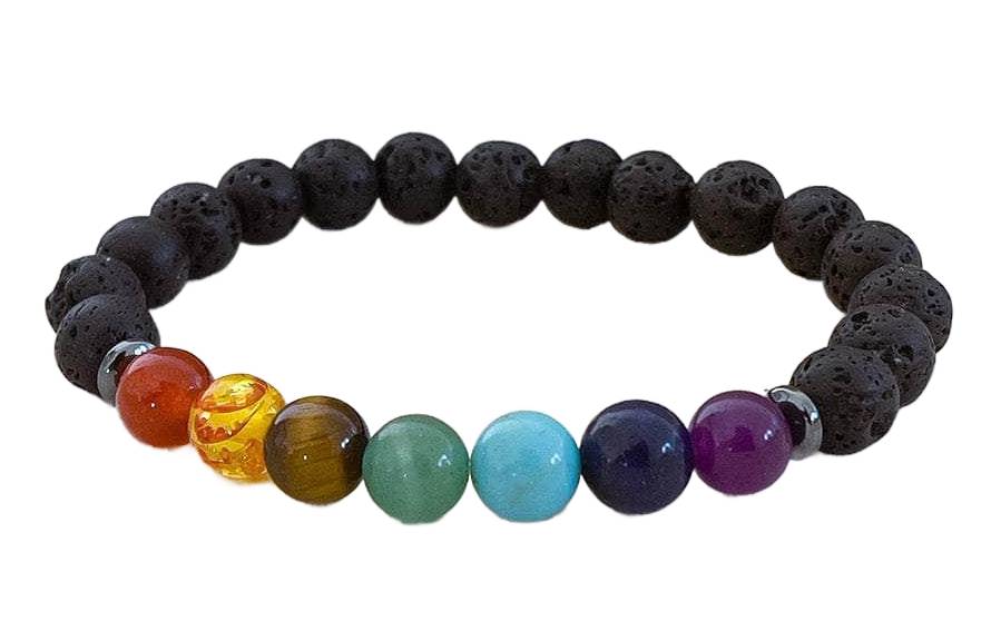 7 Chakra Lava Bracelet with Certificate – Authentic Natural Stone & Lava Rock Jewelry for Energy Healing, Balance, and Grounding