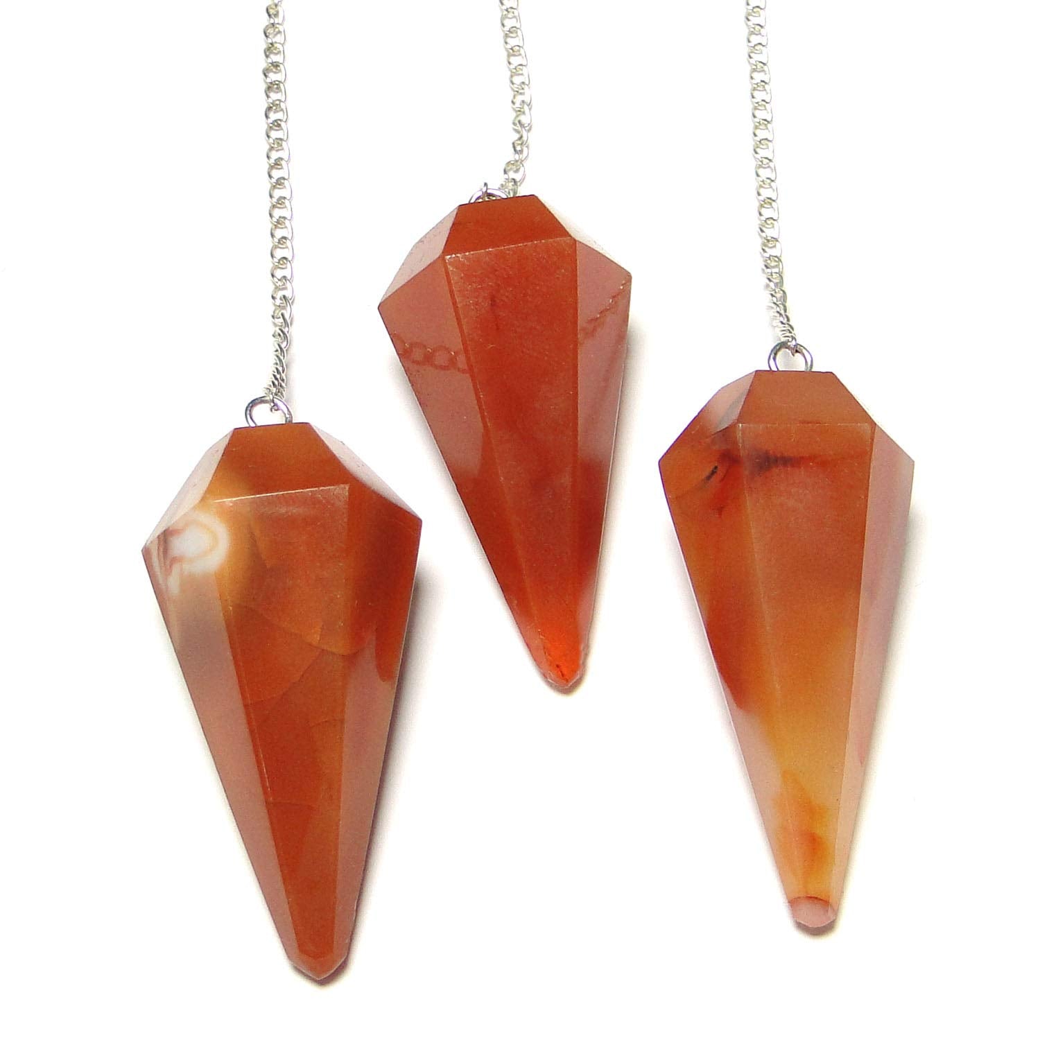 Crystal orange carnelian Cone Shaped Pendulum | Healing & Dowsing