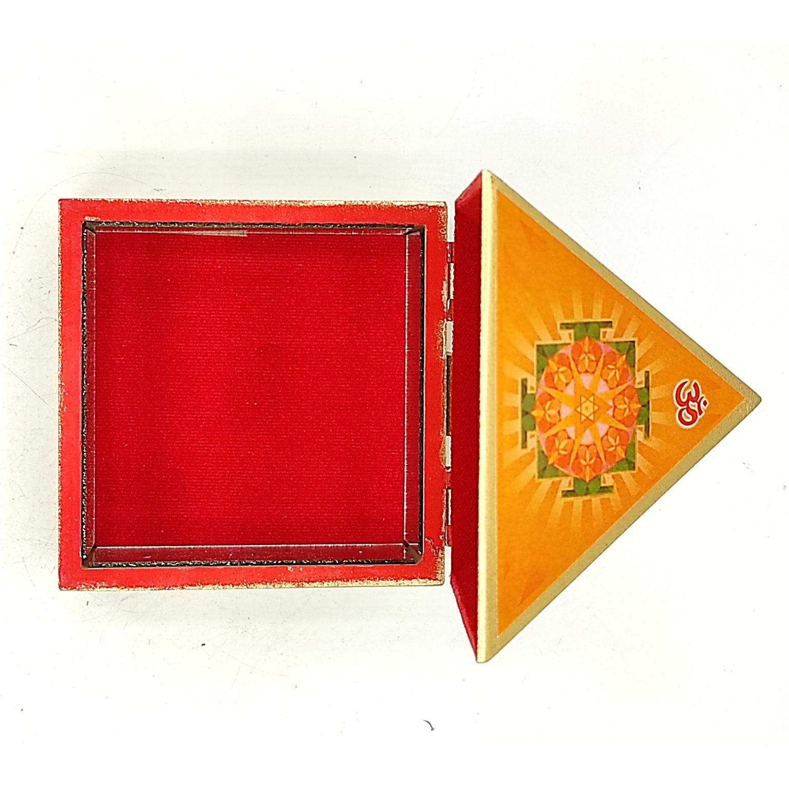 Vastu Wooden Pyramid Wish Box, Reiki Box, Cash Box with Yantra Stickers for Home & Office