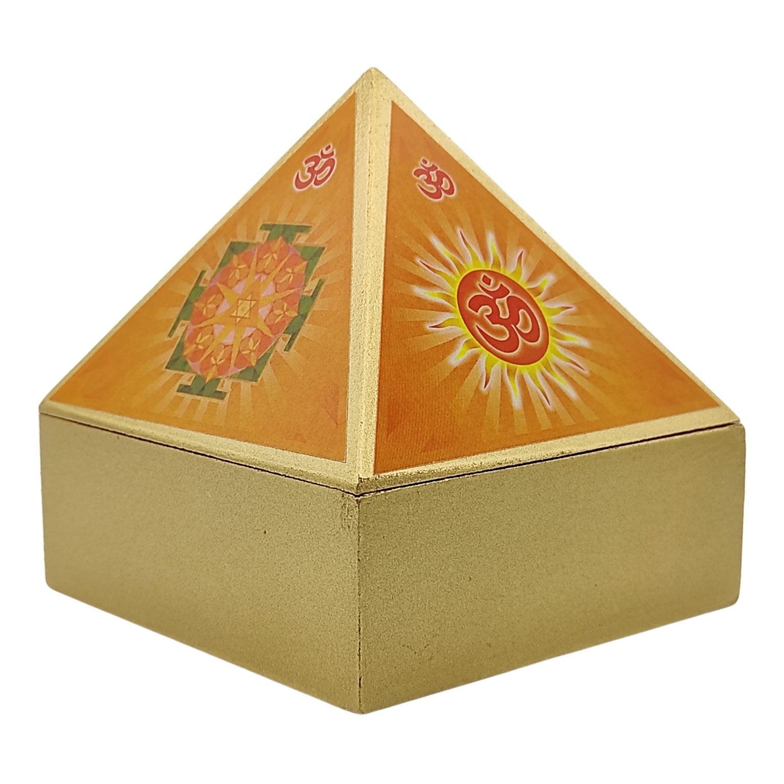 Vastu Wooden Pyramid Wish Box, Reiki Box, Cash Box with Yantra Stickers for Home & Office