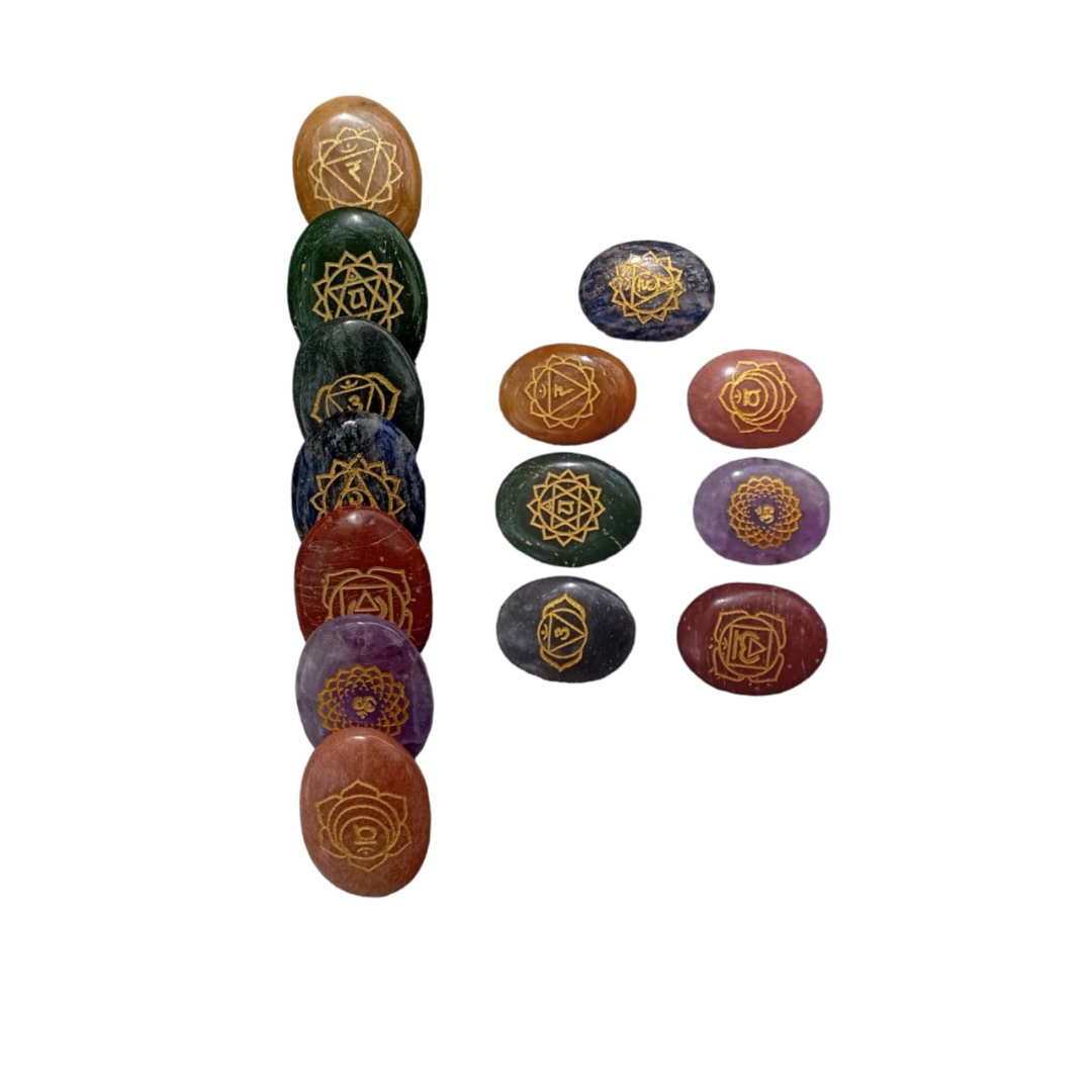 Seven Chakra Oval Crystal Reiki Healing Set