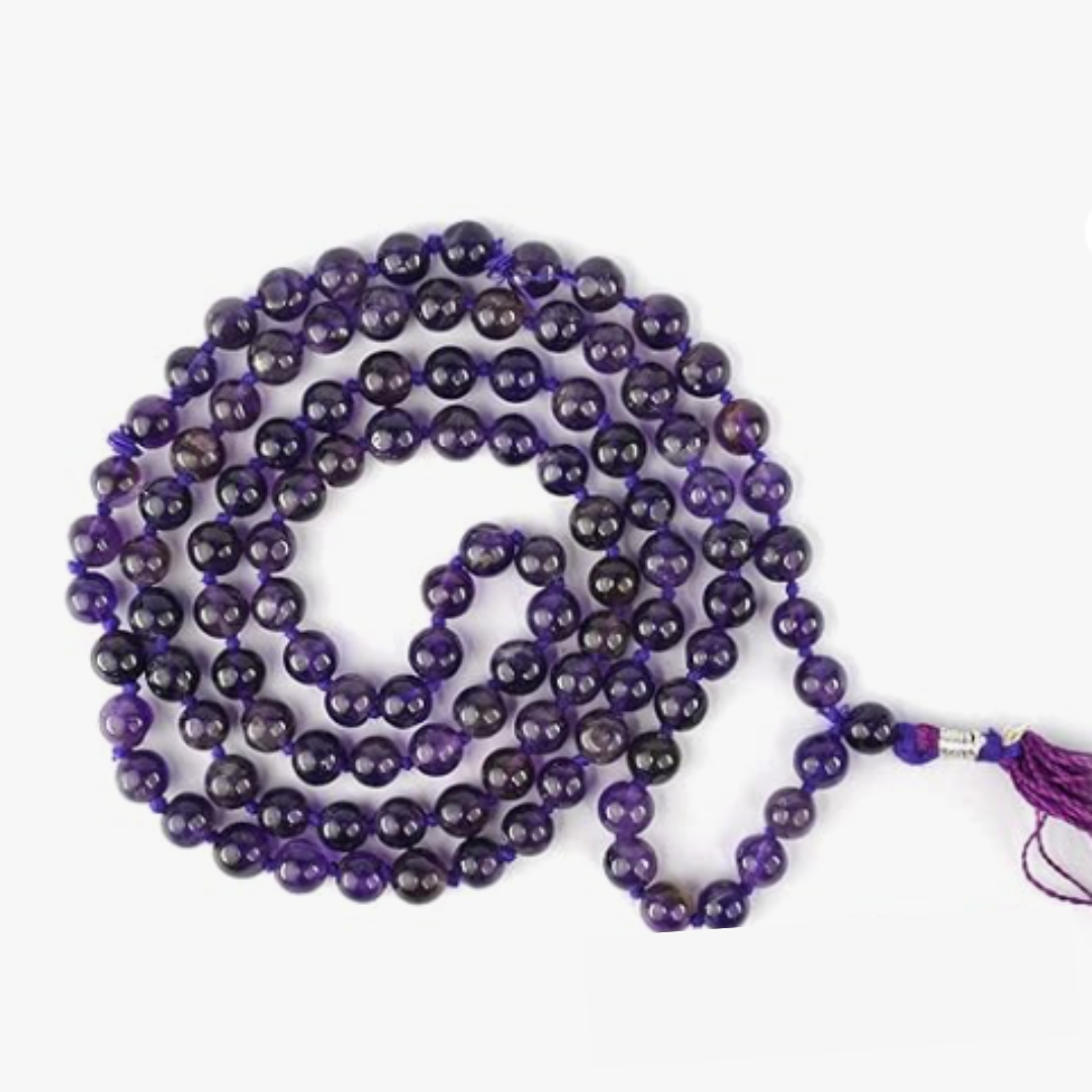 Amethyst Japa Mala With Certificate Beads Japa Mala