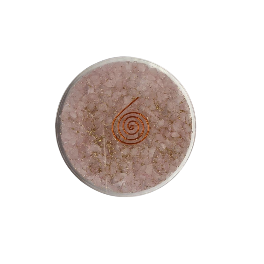 Orgonite Coaster | Pink Quartz | 3 Inch Dia