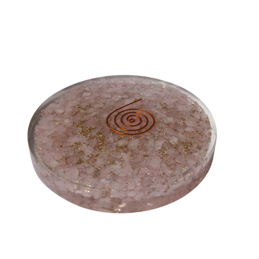 Orgonite Coaster | Pink Quartz | 3 Inch Dia